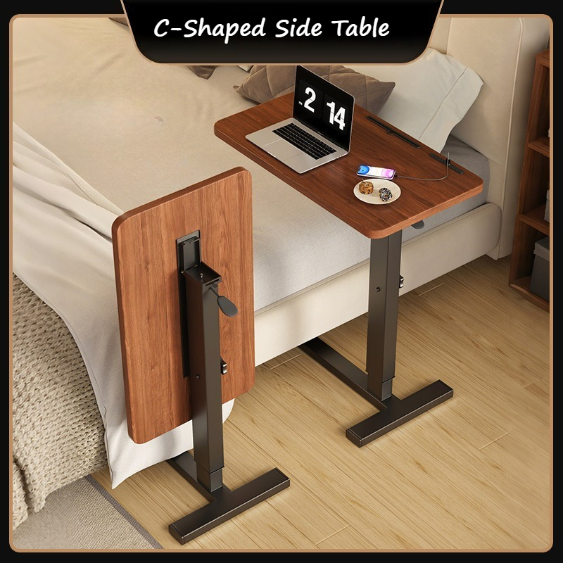 Desk Setup Ideas - Height Adjustable C-Shaped Side Table with