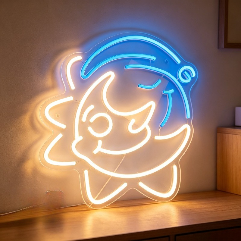 Desk Room Setup - Cute Shark LED Neon Sign USB