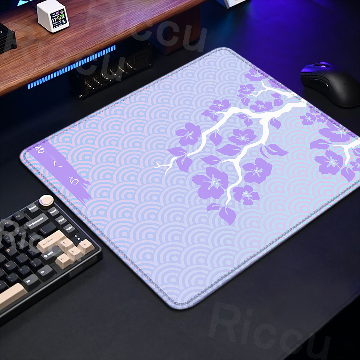 Purple Sakura Table Pad Gaming - Korean Desk Setup ulasan dan harga