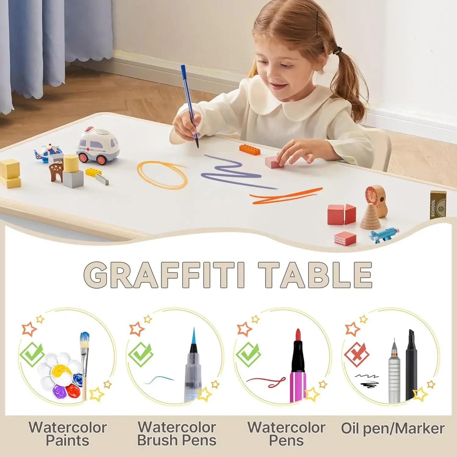 Kids Study Table and Chairs Se - Desk Setup Kit ulasan dan harga