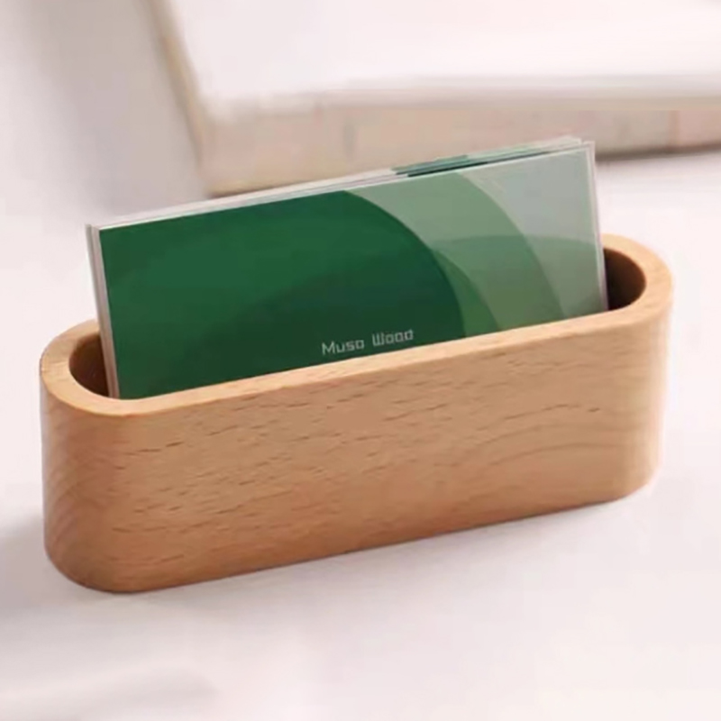 Business Card Holder Wooden Or - Korean Desk Setup ulasan dan harga