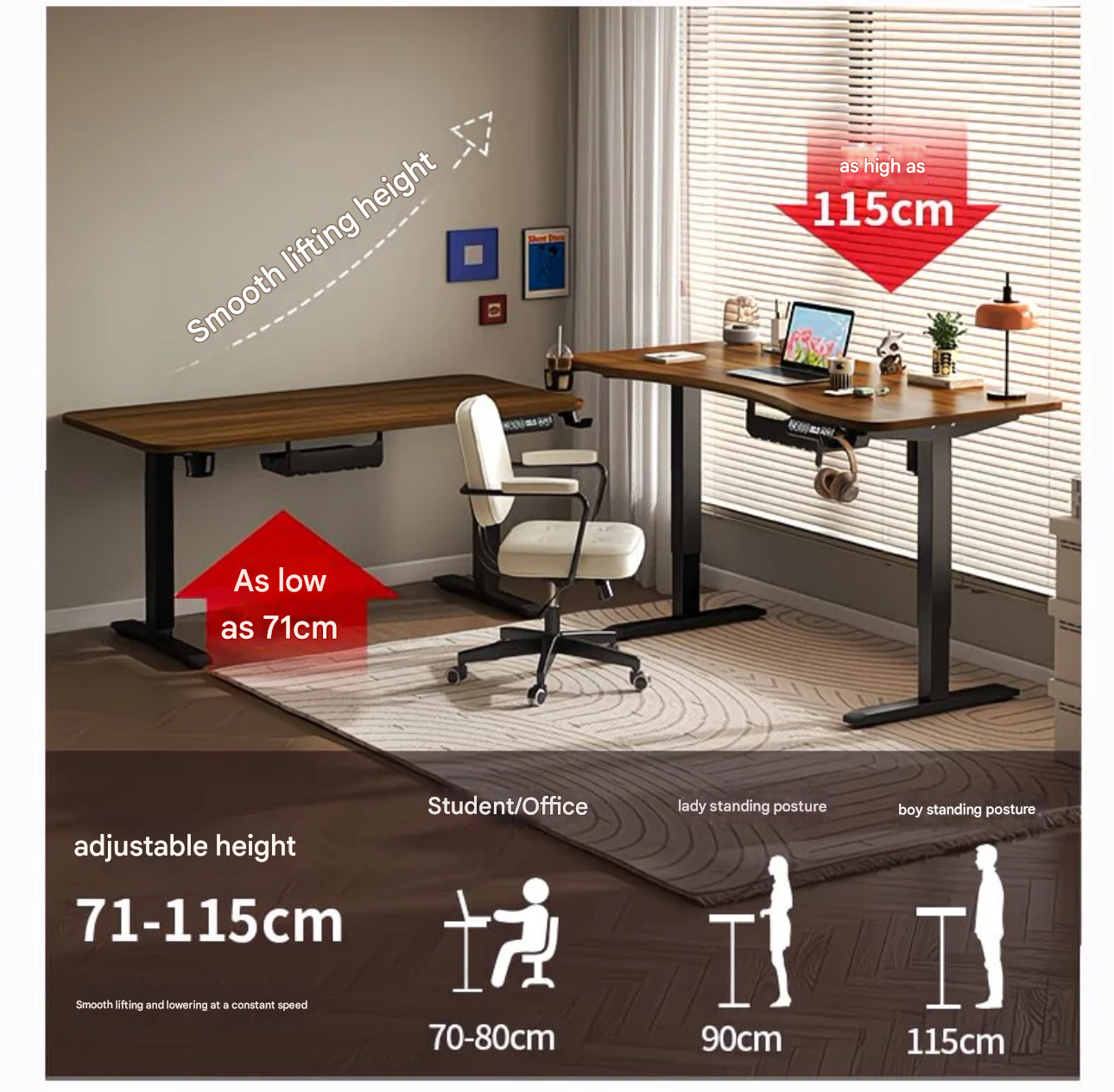 80/100/120/140cm Height Adjust - Desk Setup Gaming ulasan dan harga