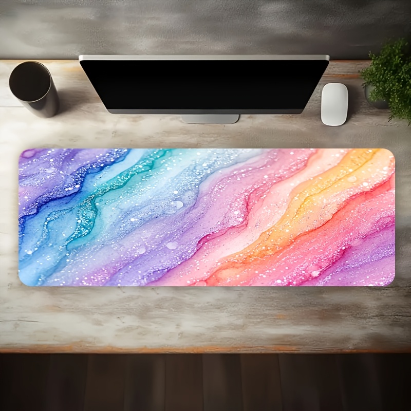 Vibrant Rainbow Glitter Marble - Desk Setup Productivity ulasan dan harga