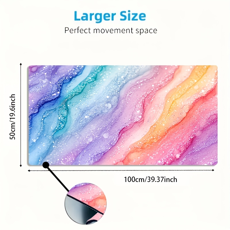 Vibrant Rainbow Glitter Marble - Desk Setup Productivity ulasan dan harga