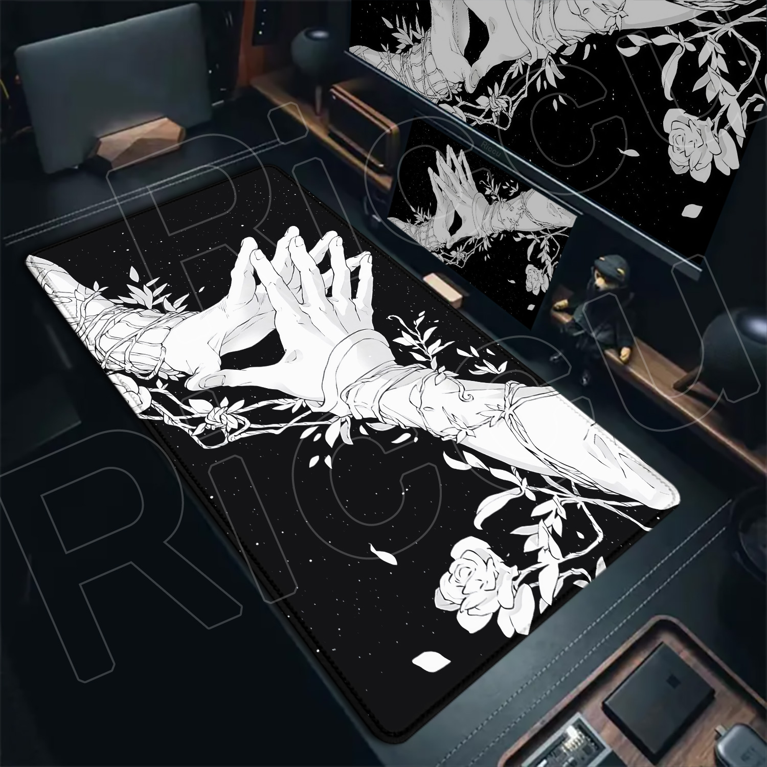 HD Large Black White XXL Gothi - Desk Setup Productivity ulasan dan harga