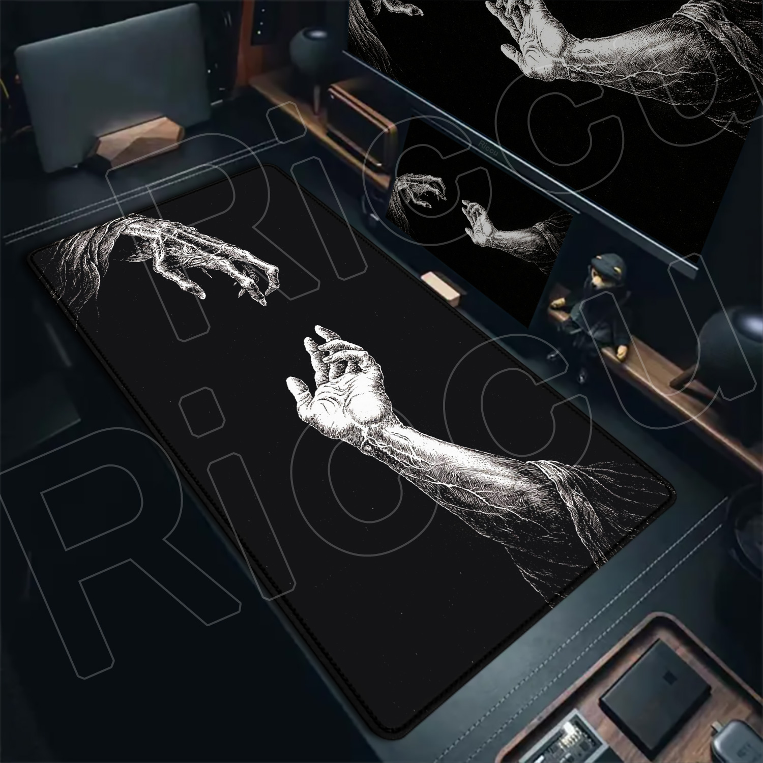 HD Large Black White XXL Gothi - Desk Setup Productivity ulasan dan harga