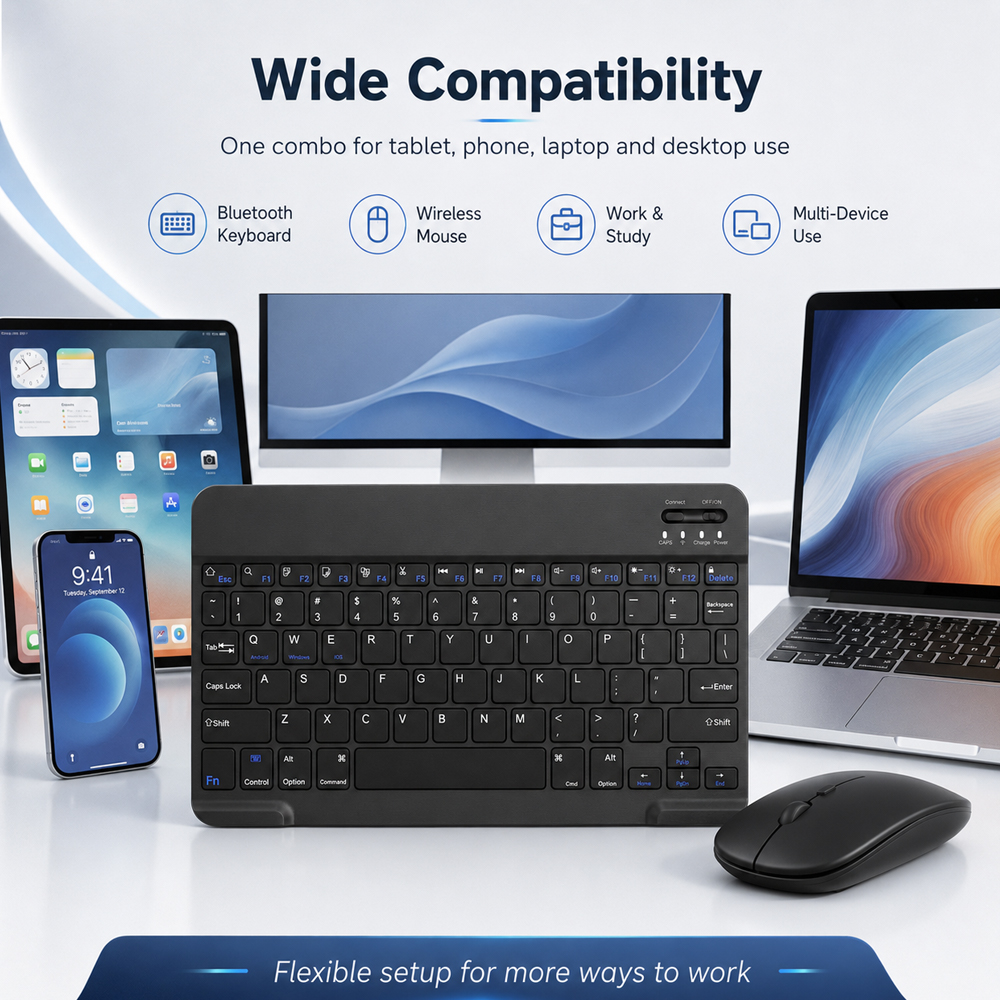 Bluetooth Wireless Keyboard Fo - Desk Setup Keyboard ulasan dan harga
