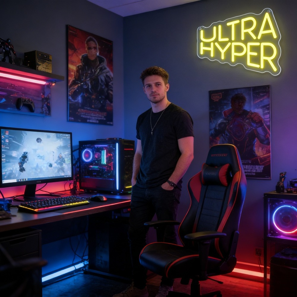 Ultra Hyper Neon Sign LED Wall - Desk Room Setup ulasan dan harga