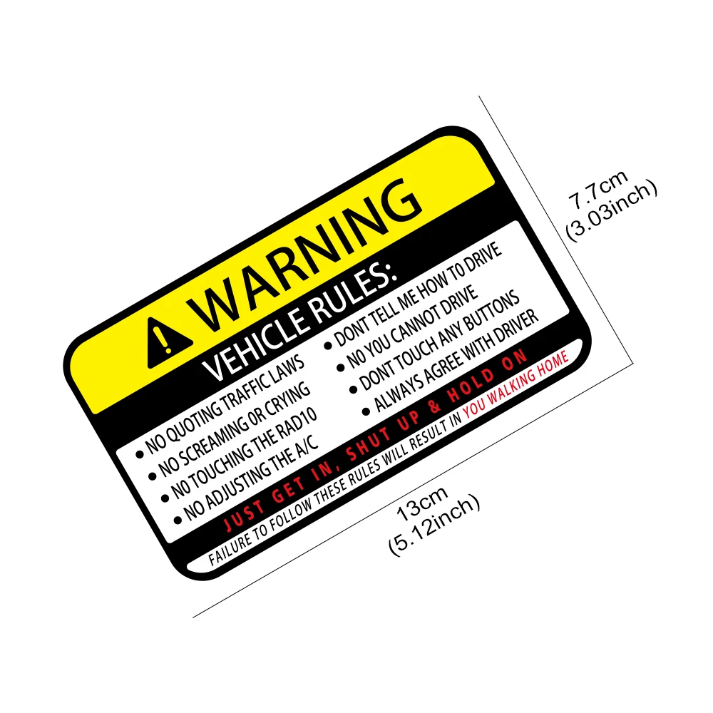 13x7.7cm Warning Words Car Sti - Desk Setup Ideas ulasan dan harga