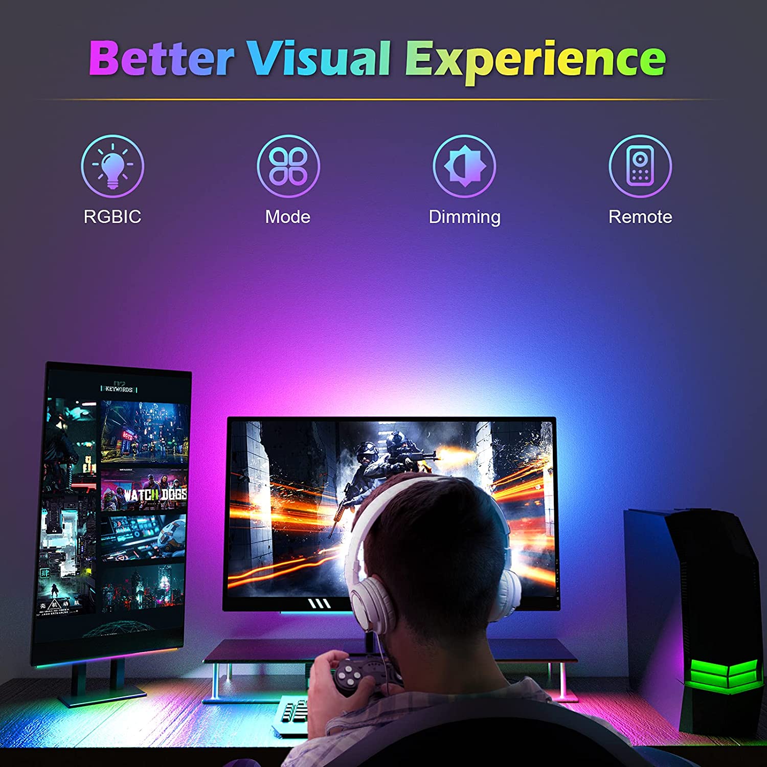 Under Monitor Light Bar RGB Dr - Desk Setup Gaming ulasan dan harga